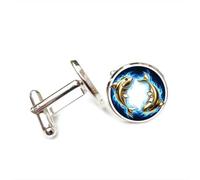 Gemelli per polsini camicia, Pesci Fuoco Doppio Pesce Moda Heavy Metal Fortuna Amico Regalo, Pesci Dodici Zodiaco, Fibbia Per Polsino Personalizzata, Accessorio Camicia Regalo Per Contabile Fidanzato