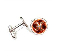 Gemelli per polsini camicia, Pesci Fuoco Microcosmo Texture Metallo Pesante Portafortuna Regalo Amico, Pesci Dodici Zodiaco, Fibbia Per Polsino Personalizzata, Accessorio Camicia Regalo Per Contabile