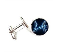 Gemelli per polsini camicia, Pesci Fuoco Stella Scia Oscurità Heavy Metal Fortuna Amico Regalo, Pesci Dodici Zodiaco, Fibbia Per Polsino Personalizzata, Accessorio Per Camicia Regalo Per Contabile Fi