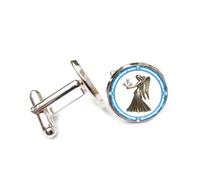 Gemelli per polsini camicia, Regalo Portafortuna Per Amici Con Texture Vintage A Rilievo Del Santo Vergine, Dodici Segni Zodiacali Vergine, Fibbia Per Bracciale Portafortuna Personalizzata, Accessorio
