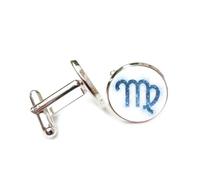 Gemelli per polsini camicia, Regalo Portafortuna Per Amici Con Totem Cosmico Vergine, Entanglement Quantistico, Dodici Segni Zodiacali Vergine, Fibbia Per Polsino Personalizzata, Accessorio Per Camici