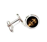 Gemelli per polsini camicia, Semplice Totem Flusso Dinamico Di Particelle A Scia, Sagittario Dodici Segni Zodiacali, Fibbia Per Polsino Personalizzata, Accessorio Per Camicia Regalo Per Contabile Capo