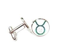 Gemelli per polsini camicia, Simbolo Del Toro Con Proiezione Olografica Scintillante, Toro, Dodici Segni Zodiacali, Fibbia Portafortuna Personalizzata, Accessorio Per Camicia, Regalo Per Contabile, Ca