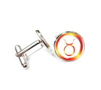 Gemelli per polsini camicia, Simbolo Del Toro In Tinta Con La Diffrazione Spettrale, Toro, Dodici Segni Zodiacali, Fibbia Portafortuna Personalizzata, Accessorio Per Camicia, Regalo Per Contabile, Cap