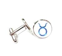 Gemelli per polsini camicia, Simbolo Del Toro, Nebulosa Blu, Aura, Entanglement Quantistico, Toro, Dodici Segni Zodiacali, Fibbia Per Polsino Portafortuna Personalizzata, Accessorio Per Camicia, Regal