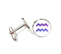 Gemelli per polsini camicia, Simbolo Della Stella Con Alone Luminoso, Entanglement Quantistico, Dodici Segni Zodiacali Dell'Acquario, Fibbia Personalizzata Per Polsino, Accessorio Per Camicia, Regalo
