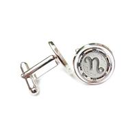 Gemelli per polsini camicia, Simbolo Di Sabbiatura Bianco Scultura In Rilievo Dello Spazio Profondo, Fibbia Per Polsino Con Dodici Segni Zodiacali Del Capricorno, Accessorio Per Camicia Regalo Per Con