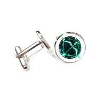 Gemelli per polsini camicia, Simbolo Freccia Verde Stella Totem Cyber Neon, Sagittario Dodici Segni Zodiacali, Fibbia Per Polsino Personalizzata, Accessorio Per Camicia Regalo Per Contabile Capo A