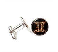 Gemelli per polsini camicia, Simbolo Gemelli Fuoco Vintage Heavy Metal Fortuna Amico Regalo, Versatile Dodici Segni Zodiacali, Fibbia Da Polso Personalizzata, Accessorio Per Camicia Regalo Per Padre M