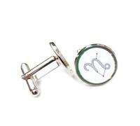 Gemelli per polsini camicia, Simbolo Grigio, Proiezione Olografica, Linea Di Scansione, Dodici Segni Zodiacali Dell'Ariete, Fibbia Per Polsino, Accessorio Scintillante Per Camicia, Regalo Per Contabil