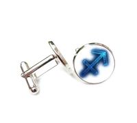 Gemelli per polsini camicia, Simbolo Stella Alone Entanglement Quantistico, Sagittario Dodici Segni Zodiacali, Fibbia Per Polsino Personalizzata, Accessorio Per Camicia Regalo Per Contabile Capo Affar