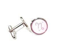 Gemelli per polsini camicia, Simbolo Viola N Proiezione Olografica Linea Di Scansione, Cerchio Dell'Ariete Dodici Segni Zodiacali, Fibbia Per Polsino, Accessorio Scintillante Per Camicia Regalo Per Co