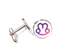 Gemelli per polsini camicia, Simbolo Viola Semplice Effetto Digitale Difettoso, Dodici Segni Zodiacali Dell'Ariete, Fibbia Per Polsino, Accessorio Scintillante Per Camicia, Regalo Per Contabile, Capo,