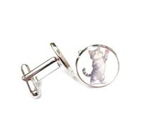 Gemelli per polsini camicia, Striscia Grigia, Gatto Forte, In Piedi A Terra, Fibbia Personalizzata Per Polsino, Accessorio Per Camicia Scintillante, Regalo Per Il Capo Contabile, Affari, Ballo Di Fine
