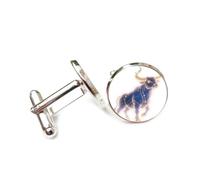 Gemelli per polsini camicia, Striscia Totemica Del Bestiame Nebulosa Cosmica Entanglement Quantistico, Toro Dodici Segni Zodiacali, Fibbia Per Polsino Portafortuna Personalizzata, Accessorio Per Camic