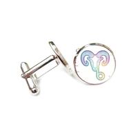 Gemelli per polsini camicia, Testa Di Capra Colorata, Effetto Digitale Difettoso, Dodici Segni Zodiacali Dell'Ariete, Fibbia Per Polsino, Accessorio Scintillante Per Camicia, Regalo Per Contabile, Cap