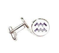 Gemelli per polsini camicia, Topologia Stellare Splendente Della Nebulosa Viola, Dodici Segni Zodiacali Dell'Acquario, Fibbia Personalizzata Per Polsino, Accessorio Per Camicia, Regalo Per Contabile,