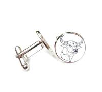 Gemelli per polsini camicia, Totem A Forma Di Testa Di Bovino, Striscia Di Metallo, Topologia A Stella, Toro, Dodici Segni Zodiacali, Fibbia Per Bracciale Portafortuna Personalizzata, Accessorio Per C