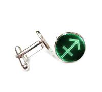 Gemelli per polsini camicia, Totem A Griglia Con Freccia Verde, Proiezione Olografica, Sagittario, Dodici Segni Zodiacali, Fibbia Per Polsino Personalizzata, Accessorio Per Camicia, Regalo Per Contabi
