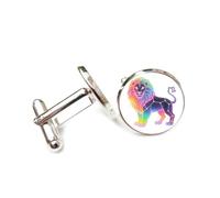 Gemelli per polsini camicia, Totem Del Leone Effetto Di Dispersione Diffrazione Spettrale, Dodici Segni Zodiacali Del Leone, Fibbia Personalizzata Per Polsino, Accessorio Per Camicia Regalo Per Contab