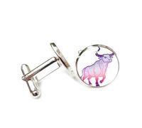 Gemelli per polsini camicia, Totem Portafortuna Del Bestiame, Linee Sfumate, Stile Fault Art, Toro, Dodici Segni Zodiacali, Fibbia Per Bracciale Portafortuna Personalizzata, Accessorio Per Camicia, Re