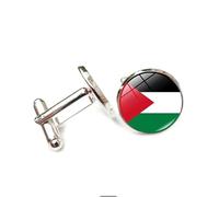 Gemelli per uomo e donna con bandiera nazionale della Palestina modello classico rotondo gemelli da uomo gioielli per anniversario di matrimonio festa aziendale eventi smoking camicia abito, Misura