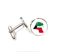 Gemelli per uomo e donna con bandiera palestinese modello classico rotondo gemelli da uomo gioielli per anniversario di matrimonio festa aziendale eventi smoking camicia abito, Misura unica, Lega di