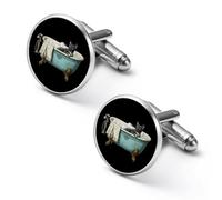 Gemelli personalizzati a forma di gatto nella vasca da bagno, da uomo, classici, da lavoro, per camicia da matrimonio, idea regalo, 1,8 cm 2 cm, Stile:, 1.7cm