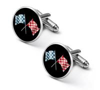 Gemelli personalizzati con bandiere a scacchi rosse e blu, fermacravatta vintage, regali di nozze per padre, nonno e papà