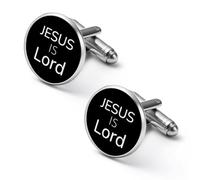 Gemelli personalizzati da uomo, con scritta in lingua inglese "Jesusman Is Lord" per camicia da matrimonio, idea regalo, 1,8 cm 2 cm, Stile:, 1.7cm