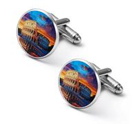 Gemelli personalizzati da uomo con stampa di Roma al tramonto, stile classico, per camicia da matrimonio, regalo da 1,8 cm e 2 cm, 1.7cm, Metallo