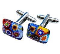 Gemelli Polsini Cufflinks Murrine Multicolor Vetro di Murano Made in Italy