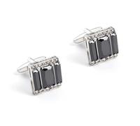 Gemelli Quadrati con zircone Nero e Strass con Gemelli impreziositi da Camicia da Uomo, D-17,5 * 17 MM