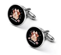 Gemelli rotondi a forma di porcellini d'India, ideali come regalo per la festa del papà o per le feste di matrimonio, 2.0cm, Metallo, Nessuna pietra preziosa