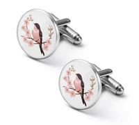 Gemelli rotondi a forma di rondine con fiori per camicia, ideali come regalo per la festa del papà o per le feste, 1.7cm, Metallo, Nessuna pietra preziosa