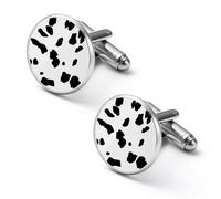 Gemelli rotondi con stampa di cane dalmata, gemelli da camicia da smoking per sposo, marito, padre e fidanzato.