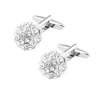 Gemelli rotondi con strass per camicia da smoking a perno con sfera di cristallo, gemelli francesi per uomini, matrimoni, affari, balli di fine anno, Piccolo, Metallo, Non pietra preziosa