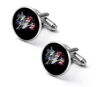 Gemelli rotondi F-22 Raptor Fighter Jet per camicia da uomo d'affari, matrimoni, feste, festa del papà, 1.7cm, Metallo, Nessuna pietra preziosa