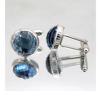 Gemelli rotondi Londra blu zirconi argento sterling 925 M regalo significativo