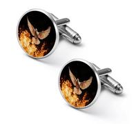 Gemelli rotondi per camicia a forma di colomba bianca, ideali come regalo per la festa del papà o per le feste, 2.0cm, Metallo, Nessuna pietra preziosa