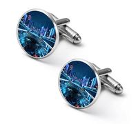 Gemelli rotondi per camicia a forma di goccioline d'acqua, ideali come regalo per la festa del papà o per le feste di nozze, 2.0cm, Metallo, Nessuna pietra preziosa