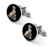 Gemelli rotondi per camicia a forma di lemure con coda di anello, ideali come regalo per la festa del papà, 2.0cm, Metallo, Nessuna pietra preziosa