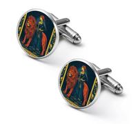 Gemelli rotondi per camicia con carta dei tarocchi di scambio massonico, per feste di nozze, regalo per festa del papà, 1.7cm, Metallo, Nessuna pietra preziosa