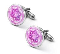 Gemelli rotondi per camicia con mandala sacro Metatron, per feste di matrimonio, festa del papà, regalo per la festa del papà, 1.7cm, Metallo, Nessuna pietra preziosa
