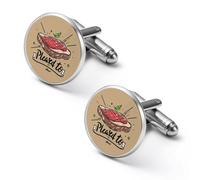 Gemelli rotondi per camicia con scritta "Pleased to Meat", per lavoro, matrimonio, festa del papà, regalo per la festa del papà, 1.7cm, Metallo, Nessuna pietra preziosa