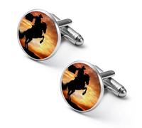 Gemelli rotondi per camicia da cavaliere a cavallo, ideali come regalo per la festa del papà o per le feste aziendali, 2.0cm, Metallo, Nessuna pietra preziosa