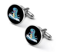 Gemelli rotondi per camicia da surf a forma di tirannosauro, ideali come regalo per la festa del papà o per le occasioni aziendali, 2.0cm, Metallo, Nessuna pietra preziosa
