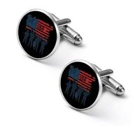 Gemelli rotondi per camicia dell'aeronautica militare degli Stati Uniti d'America, per feste di nozze, regalo per festa del papà, 1.7cm, Metallo, Nessuna pietra preziosa