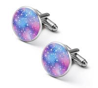 Gemelli rotondi per camicia, motivo cielo stellato, ideali come regalo per festa del papà, 2.0cm, Metallo, Nessuna pietra preziosa