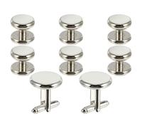 Gemelli Rotondi Stile Francese in Rame Smalto Bianco | Set Classico per Camicia, Finitura Resistente alla Ruggine e Sbiadimento, Design Semplice e Moderno